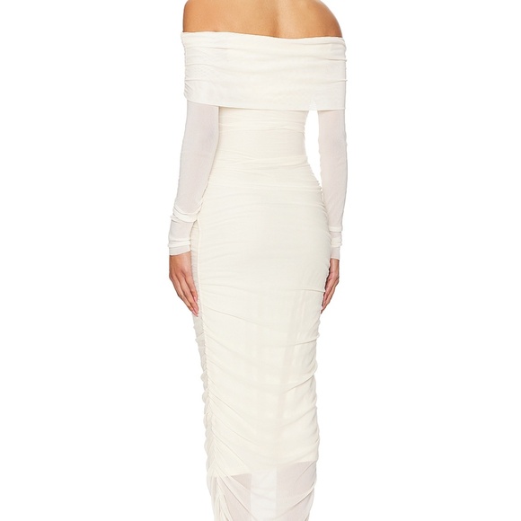 BUMPSUIT Off The Shoulder Mesh Dress in White - Picture 3 of 11